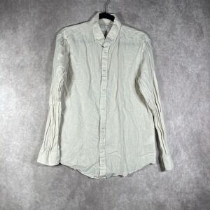 Project M Shirt Mens Size 105 Beige Linen Blend Button Down Long Sleeve Casual